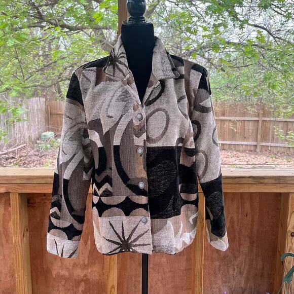 Expose Women's Vintage Tapestry Jacket Western Brown Textile Size M - Picture 1 of 12